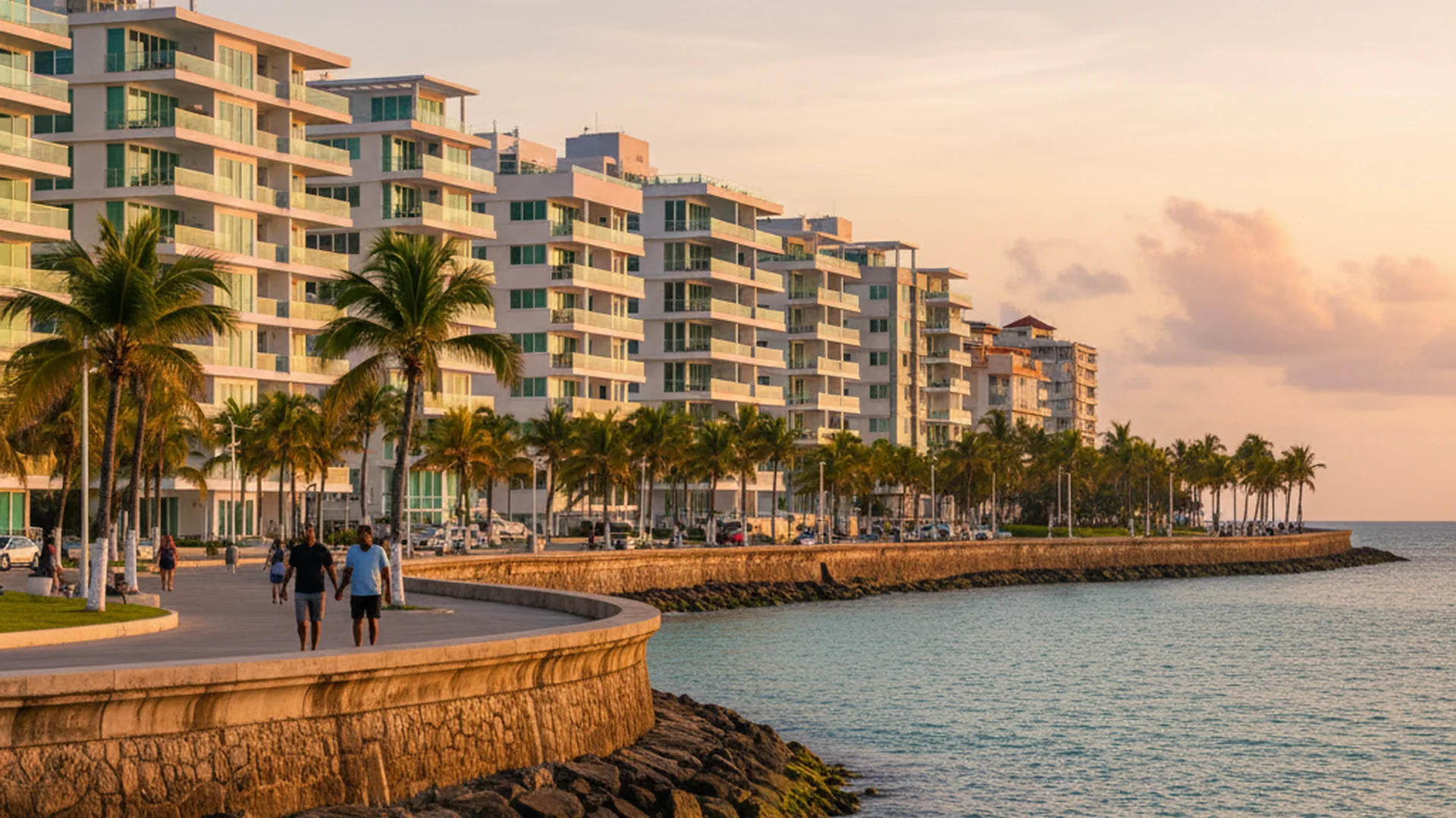 Marbella neighborhood, Cartagena - Explore the stunning coastal cityscape of Cartagena featuring a historic cathedr