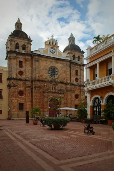 Stunning view of Santuario de San Pedro Claver church in Cartagena, showcasing colonial architecture.