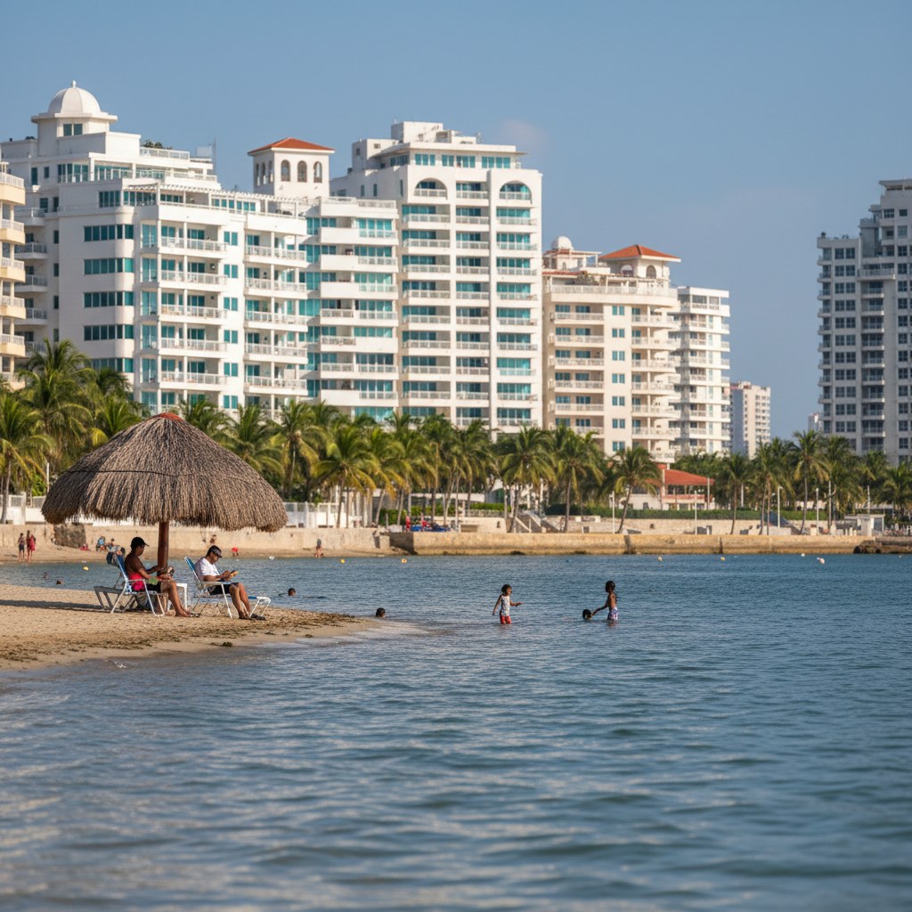 Castillogrande beach, quieter southern end of the Bocagrande peninsula, Cartagena