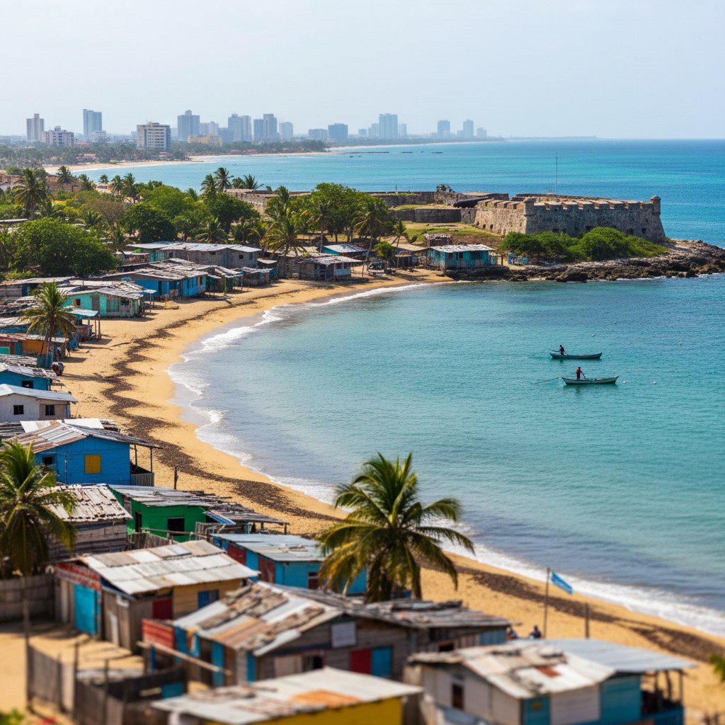 Isla Tierrabomba with Caribbean beach and historic Bocachica fort, near Cartagena