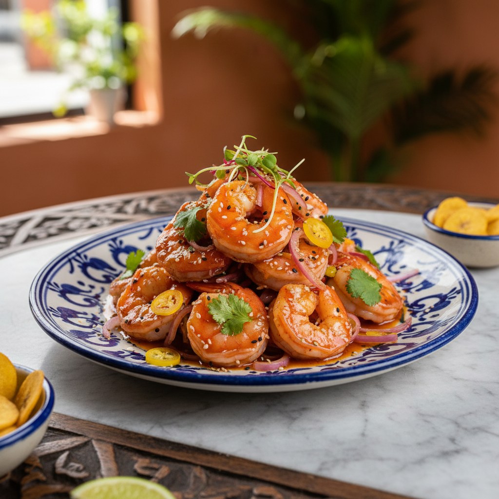 Tamarind-glazed shrimp ceviche at El Boliche